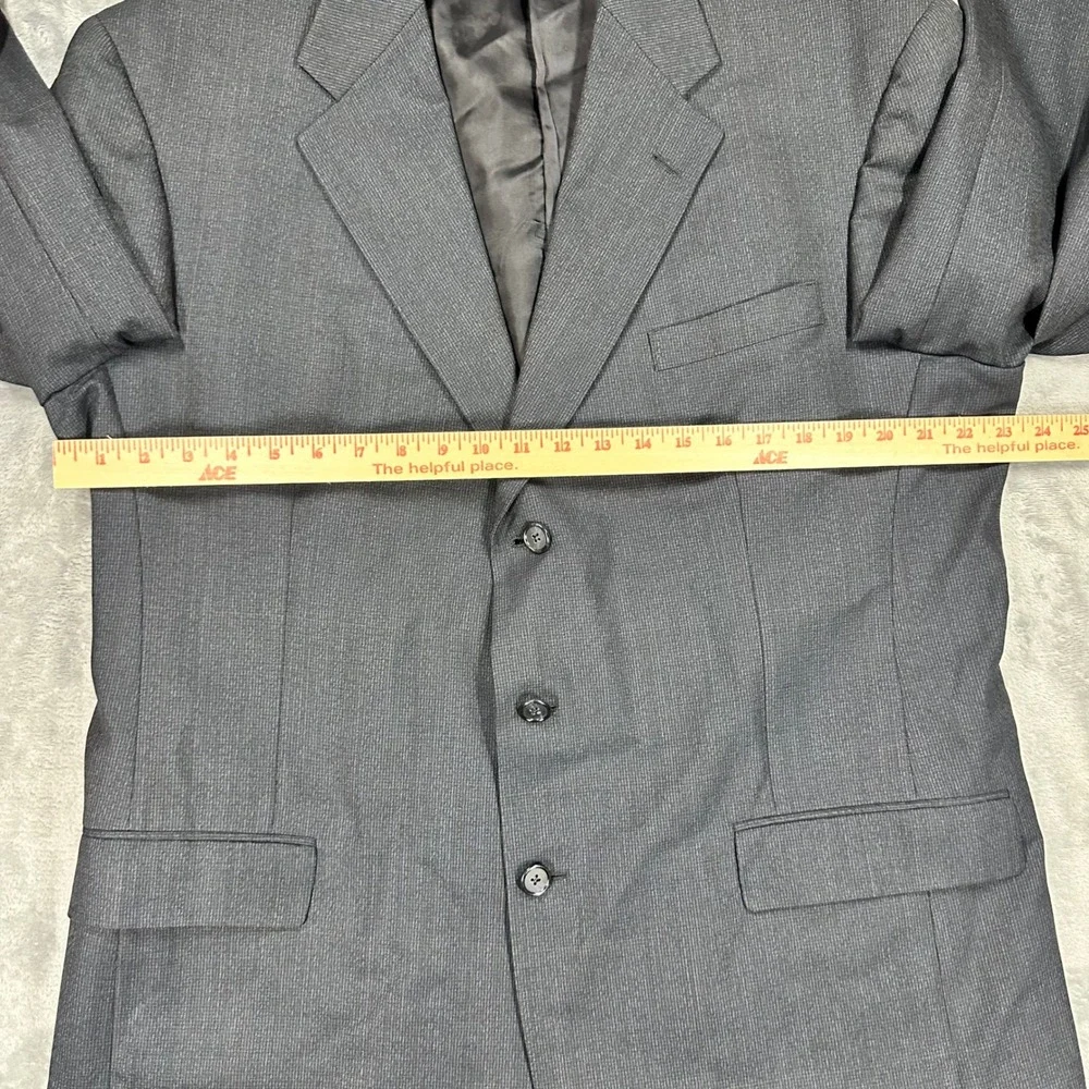 Hart Schaffner & Marx Boardroom Blazer Mens 44L Gray Virgin Wool 3 Button Jacket